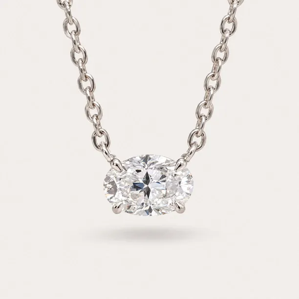Gold necklace with oval moissanite ARIA