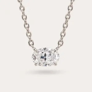 Gold necklace with oval moissanite ARIA