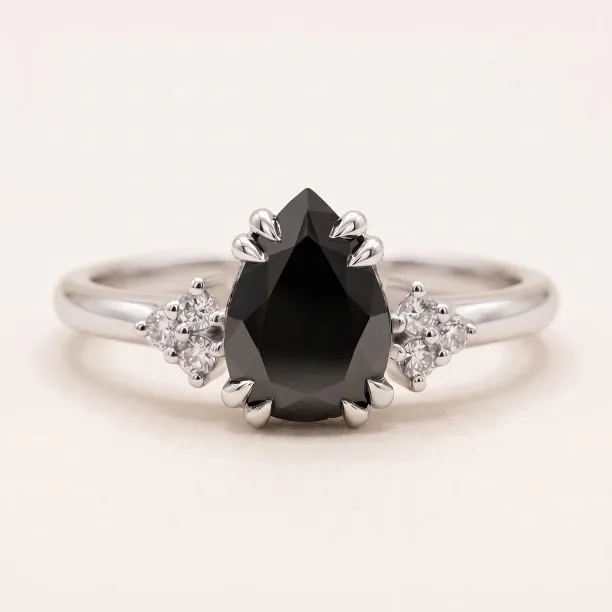 Unique black diamond engagement ring BLACKIE
