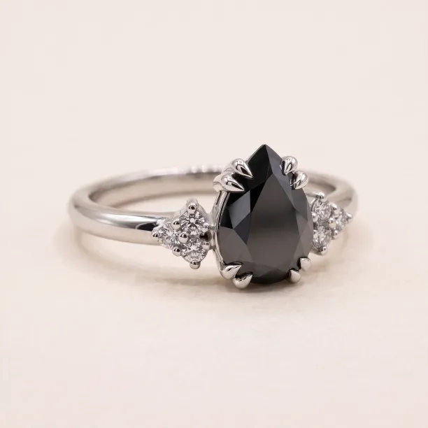 Unique black diamond engagement ring BLACKIE