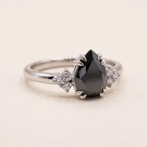 Unique black diamond engagement ring BLACKIE