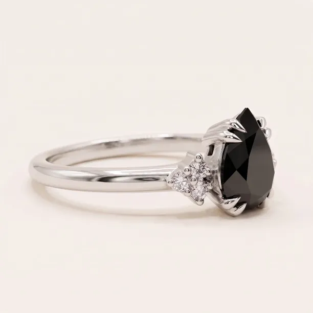 Unique black diamond engagement ring BLACKIE