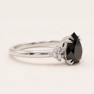 Unique black diamond engagement ring BLACKIE