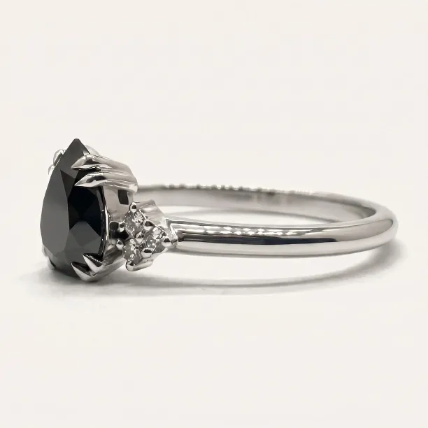 Unique black diamond engagement ring BLACKIE