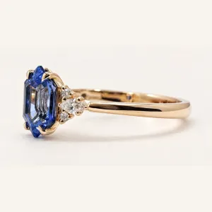 Hexagon tanzanite and diamond ring ELARA