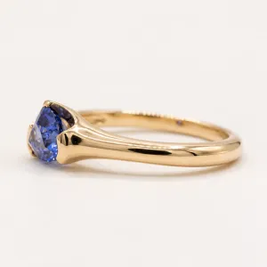 Gold ring with natural sapphire in half bezel setting SOREN