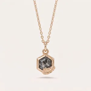 Gold pendant with salt and pepper hexagon diamond VESTA