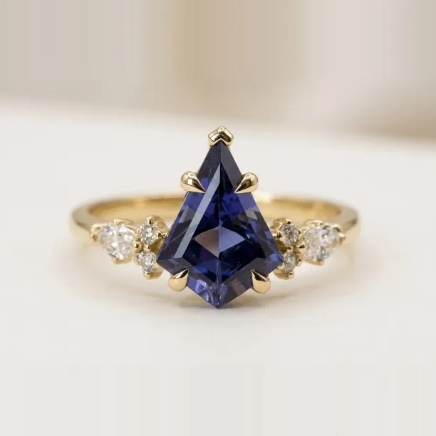 Kite tanzanite and natural diamond engagement ring LYRA