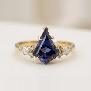 Kite tanzanite and natural diamond engagement ring LYRA